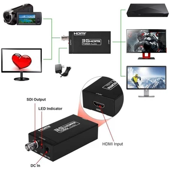 3G, HDMI na SDI Konvertor Box TV Box obrazovky Počítača, Projektora 1080P BNC HD-SDI zobrazovací Adaptér pre Monitor HDTV