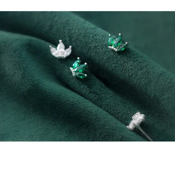 MloveAcc Kráľovskej Koruny Stud Náušnice pre Ženy Zelený CZ Oslňujúci Vyhlásenie Svadobné Šperky 925 Sterling Silver Bijoux
