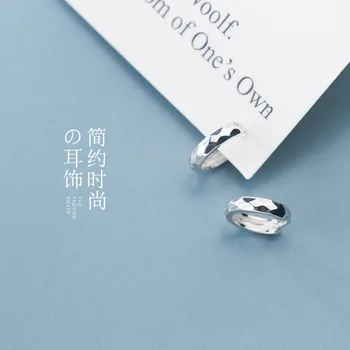 925 Pevné Mincový Striebro Kórea Módne Geometrický Tvar, Módne Hoop Náušnice pre Ženy, Dievčatá Lady Šperky Darček