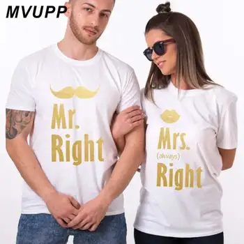 Pán Pani vždy pravdu pár tričko pre milovníkov manžel a manželka funny t-shirts femme topy white plus veľkosť muži ženy Valentin