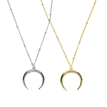 Vysoko leštené šplhať 925 sterling silver polmesiacom jemné mesiac zlatá farba mesiac prívesok ženy strieborný náhrdelník chian