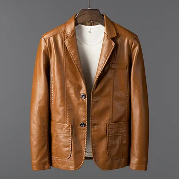 Kožená bunda muži móda Jeseň Zima Plus velvet zahusťovanie mužov kabát Business Slim kvalitná Značka, motocykel bunda mužov