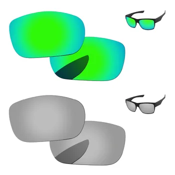 Chrome Silver a Smaragdovo Zelená 2 Páry Zrkadlo Polarizované Náhradné Šošovky Pre TwoFace slnečné Okuliare, Rám UVA & UVB Ochrany
