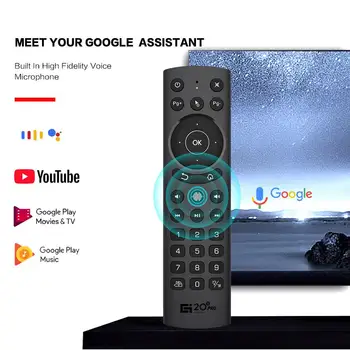 G20S Pro 2.4 G Bezdrôtový Smart Hlas Podsvietený Vzduchu Myši Gyroskop, IČ Vzdelávania Google Asistent Diaľkového Ovládania pre Android TV BOX