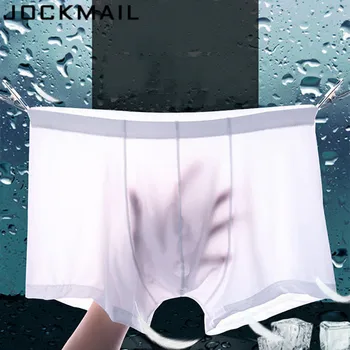 JOCKMAIL Nové Sexy pánske transparentné prádlo boxerky Pánske Trenírky ice hodváb Mužské spodky, nohavičky cuecas Gay bielizeň