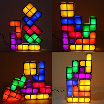 Tetris Lampa Led Svietiace Nočné Svetlo Vianočný Darček Nové Podivné Tvorivé Deti Diy Hračka Stolná Lampa