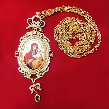Pectoral pravoslávny kríž Ježiša, kríž, prívesky á zlato kamienkami kríž reťazca zlatý náhrdelník náboženské