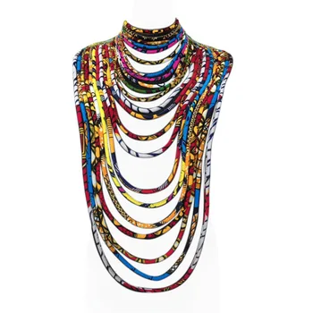 Africké textílie náhrdelník pre ženy tlač vosk zabalené Ankara šperky, módne etnických šperky vrstva náhrdelník
