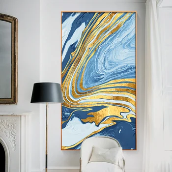 Abstrakt Tečie Farby, plátno, maľovanie zlaté plagáty a tlač wall art obrázky, obývacej izby, spálne, chodby moderný dekor