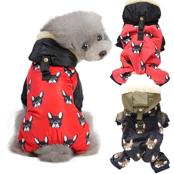 Psa Jumpsuit Zimné Oblečenie Pre Psy, Štyri-Legged Oblečenie Pre Malé Psy Móda Tlačené Psa Bundy Jeseň A V Zime Pet Kabát