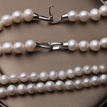 Biela Skutočný Prírodný Blízkosti Kolo Pearl Šperky Ženy Náhrdelník,925 Sterling Silver Prívesok Náhrdelník Výročie Darček