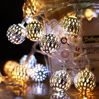 Led duté Marocký loptu Vianočný svetelný reťazec farba svetla iron art romantický izba bar darčekové dekorácie
