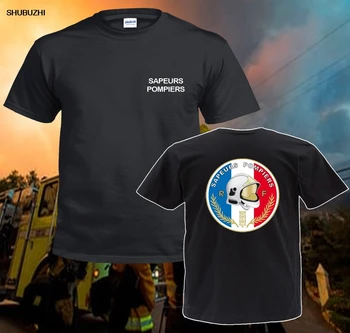 Letné Tee tričko Inšpiroval Sapeurs Pompiers Paríž Francúzsko Hasič Oddelenie Čierne Tričko Vlastné T-shirt
