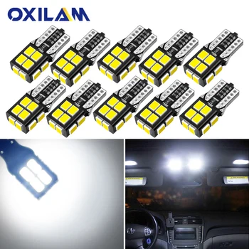 OXILAM 10Pcs W5W T10 LED Žiarovka 6000K-Biele Auto Lampa Interiéru Vozidla Svetlo na Ford S-Max Uniknúť Ecosport Fusion BMW E92 E46 E30 E60