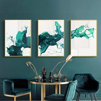 Nordic Zelené Plátno Maľovaní Plagátov Vytlačí Abstraktné Línie Obrázok pre Steny v Obývacej Izbe Dekor Morden Domova Office Uličkou