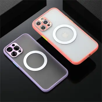 Objektív kamery na Ochranu Nárazníka Telefón puzdro Pre iPhone 12 Pro Max Mini 11 Magsafe Bezdrôtové Nabíjanie Matné Priehľadné Pokrytie Prípadov