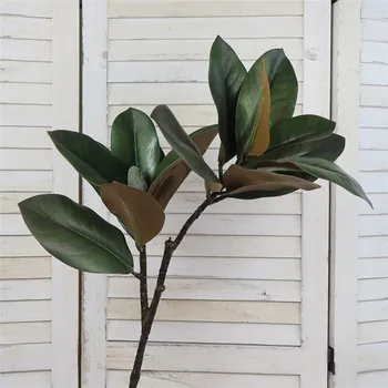82 cm, 2 vidlica Umelé Magnolia Pobočky Tropické Plastové Rastliny Vnútorné Zelené Falošné Črepníkové Hotel Garden Domov Zariadených Foto Rekvizity