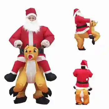 Santa Claus Cosplay Kostým Starý Muž na Koni Jeleň Nafukovacie Maškarný Kostým Exp Oblek, Šaty, Kostýmy Oblečenie pre Dospelých Vianočné Cl U8I6