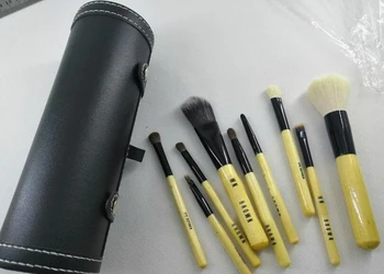Make-up Štetec 9pcs Set Kit kvalitné vlny S drevenou rukoväťou, Hlavne štetec a Zrkadlo Profesionálne kozmetické nástroje vedierko