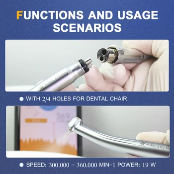 Zubné vysokej rýchlosti ruky kus vzduchu rotor turbíny handpiece quattro rozstrekovaný non-optické pripojenie 2/4 otvory v zubnom kresle zariadenia