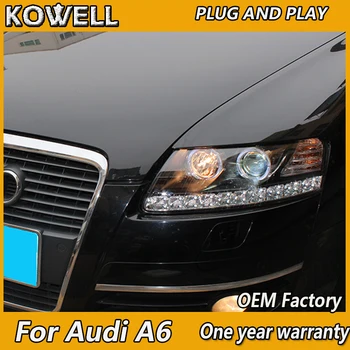 KOWELL Auto Styling Pre Audi A6L svetlomety dvojité angel eyes 2005-2011 Pre Audi A6L LED svetlo bi xenon šošovky, h7 xenon