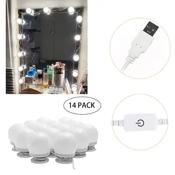 Hollywood Zrkadlo Osvetlenie LED nastaviteľné Svetelné súpravy Márnosť make-up pre steny bielizníka kúpeľňa s Dotykový Stmievač a 5V USB konektor v