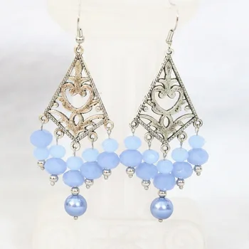 Módny dizajn 7 riadok náhrdelníky náušnice svetlo modrá kolo shell simulované-pearl abacus crystal korálky elegantné diy šperky set B1312