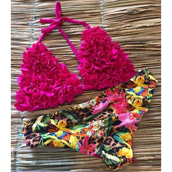 Brazílsky Biquini Mujer Ťažné Kusov Bikini Set 2020 Sexy Plavky Ženy Plavky S Uväzovaním Za Plavky Plážové Oblečenie Plávať Tlač