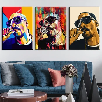Hip Hop Rap Spevák Fajčenie Snoop Dogg Obrázok Umenie Plagáty, tlač na Plátno na Stenu Obrázky pre Obývacia Izba Domov Stenu Cuadros Dekor
