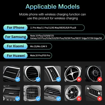 KISSCASE Auto Držiaka Telefónu, Pre iPhone 11 Pro Max XR XS Max X Samsung Poznámka 10 Plus 9 10 8 S10 S9 10W Rýchle Bezdrôtové Nabíjačky Držiteľ