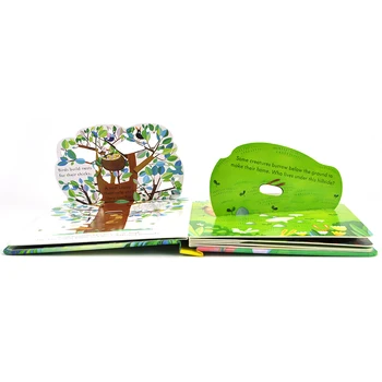 3D Engligsh Peep Knihy 14 strán Kartónu s Dutým patria Zvieratá Záhrada Dinosaura pre Deti Spaním Príbeh Knihy 19.5*16,5 cm