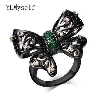 Móda Veľký motýľ prst prsteň čierny šperky anillos bague aneis anel feminino dropshipping atacado Roztomilý prstene pre ženy
