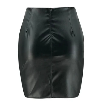 Ženy Čierna Mini Sukňa Módne OL Dámy Štíhle Vrecká Krátke Sukne Sexy Žena Faux Kožené Sukne 2020 Jar Vestidos SJ5652V