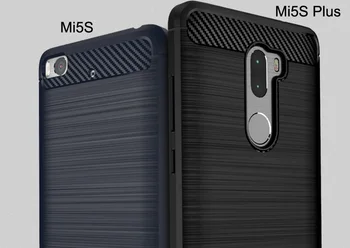IPaky Kartáčovaný Silikónové TPU Kryt puzdro Pre Xiao Mi5S Snapdragon 821 uhlíkových vlákien Vzor Redmi Mi5S Plus