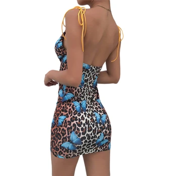 Ženy Sexy Backless Leopard Tlač Šaty bez Rukávov Tlač Šaty pre Ženy, Dámy