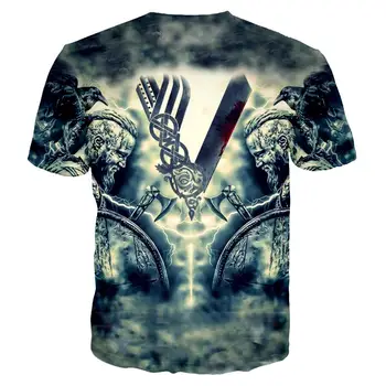 Viking 3D Vytlačené Vintage t Letné tričko Black Mužov tričko Cool Tee Tričko camiseta hombre mužov oblečenie 2019 Homme T-shirt