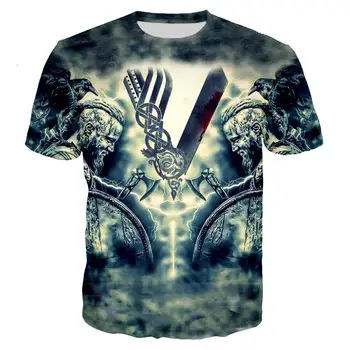Viking 3D Vytlačené Vintage t Letné tričko Black Mužov tričko Cool Tee Tričko camiseta hombre mužov oblečenie 2019 Homme T-shirt