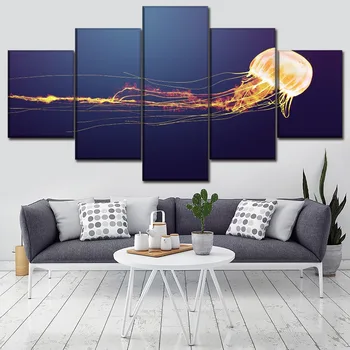 Plátno Maľby Nástenné Art HD Vytlačí Obrázok Domova Rámec 5 Kusov Medúzy Zvierat Plagát Moderné tlačiarne Typu umelecké Diela