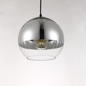 Meď /strieborné Zrkadlo Loptu Lesk Luster LED Prívesok Svete, Zrkadlo, Sklo Loptu Bubliny Lampa Vianočné Svietidlo