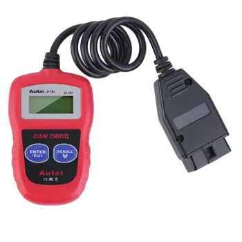 Silný AL301 AutoLink OBDII/MÔŽE Code Reader Gumu Diagnostický Nástroj Auto Auto Nástroj Red Hot Predaj
