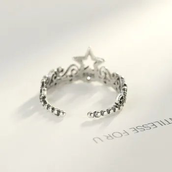 CZCITY Trendy Skutočné 925 Sterling Silver Otvoriť Prstene pre Ženy Star Dizajn Prst Vintage Krúžky Výročie Jemné Šperky anelli