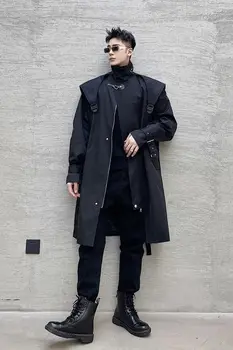 IEFB dizajn streetwear zákopy srsti pre mužov jar nové nadrozmerná windbreaker mens stojan golier na zips, oblečenie polovice dĺžky 9Y4413