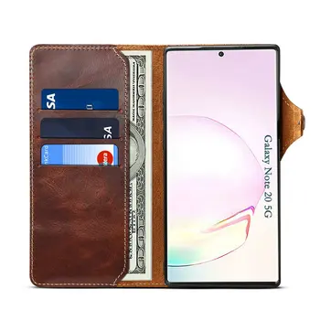 Pre Samsung Galaxy Note 20 Note20 Ručné Skutočné Krava Kožené Puzdro Pre Samsung Poznámku 20 Ultra S20 Retro Peňaženky Flip Taška