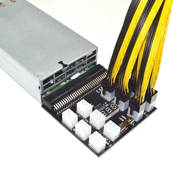 PCI-E 12X6Pin Napájanie Breakout Rada Adaptér Converter 12V pre Ethereum BTC Antminer Banské Banské HP Server PSU GPU