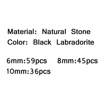 JHNBY Black Labradorit Prírodné ShimmerStone 6/8/10 MM Charms Kolo Dištančné Voľné korálky pre Šperky robiť náramky DIY Zistenia