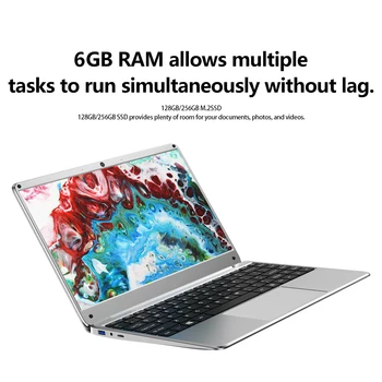 14.1 Palce Student Notebook 6 G DDR4 RAM 128 G 256G SSD Notebook Úplné Rozloženie Klávesnice, WiFi, Bluetooth, Hry Prenosné PC