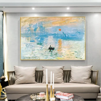 Dojem, Východ Slnka Plátno Umeleckých Reprodukcií Obrazov Na Stenu Claude Monet Impresionistického Plátno Umenie Výtlačkov Pre Obývacia Izba
