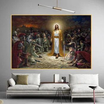 Christian Ježiš Zachráni Svet Plátno na Maľovanie Cuadros Plagáty Vytlačí na Stenu Umenia pre Obývacia Izba Domova (Bez Rámu)