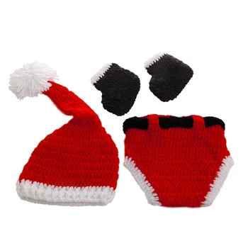 Novorodenca Dievča Chlapci Pletený Hat Vianočné Nohavice Santa Oblečenie Kostým Foto Prop