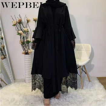 WEPBEL Ženy Abaya Korán Moslimských Kaftan Hidžáb Burqa Čipky Dlhý Rukáv Islamskej Maxi Šaty
